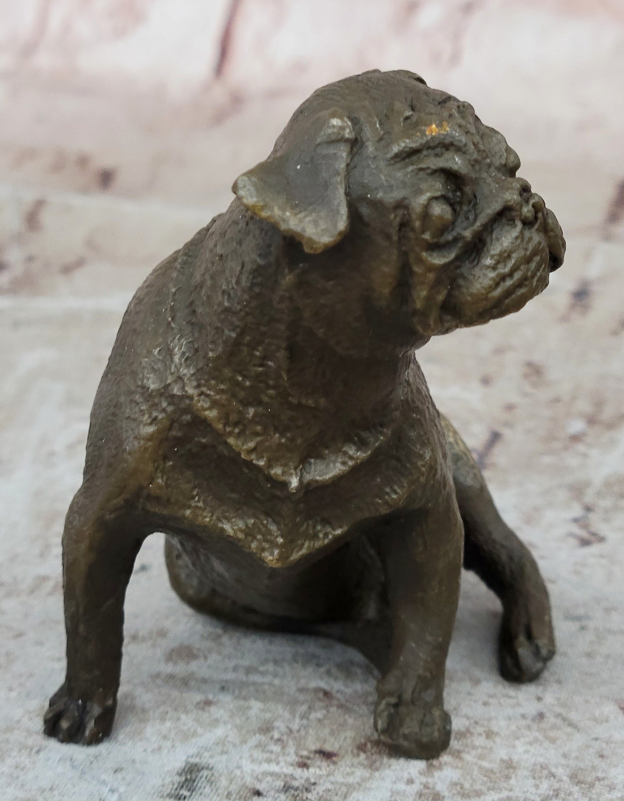 Pug Dog Bronze Miniature Statue Sculpture Figure Original Art 4" x 4"
