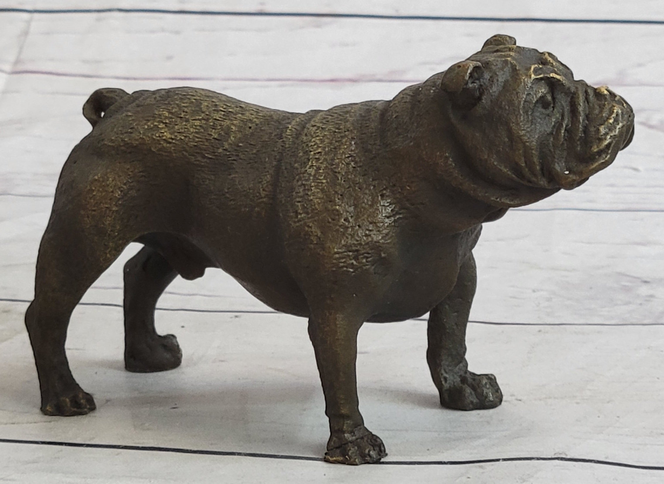 English Bulldog Miniature Bronze Statue Sculpture Figure Figurine Original Art 3" x 6"