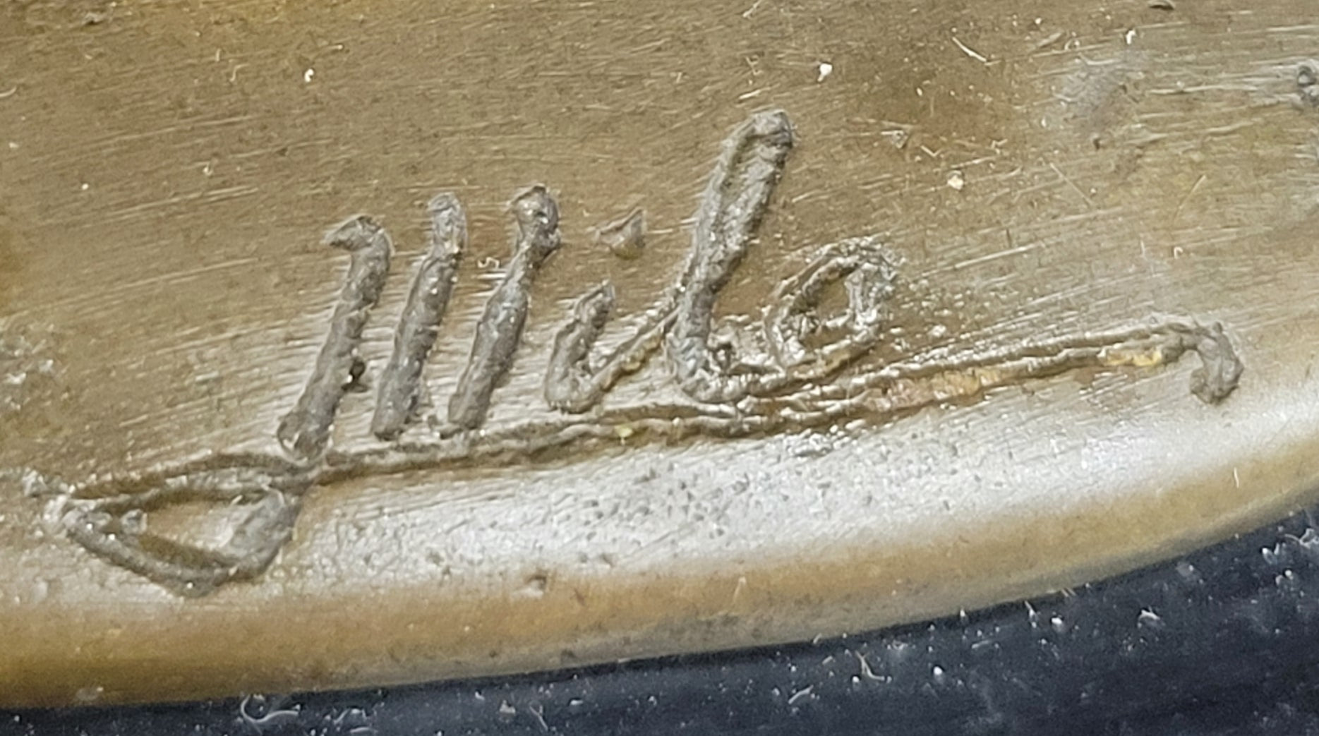 German Shepherd Bushy Tailed Dog Licking Paw Bronze Statue Sculpture Original Milo