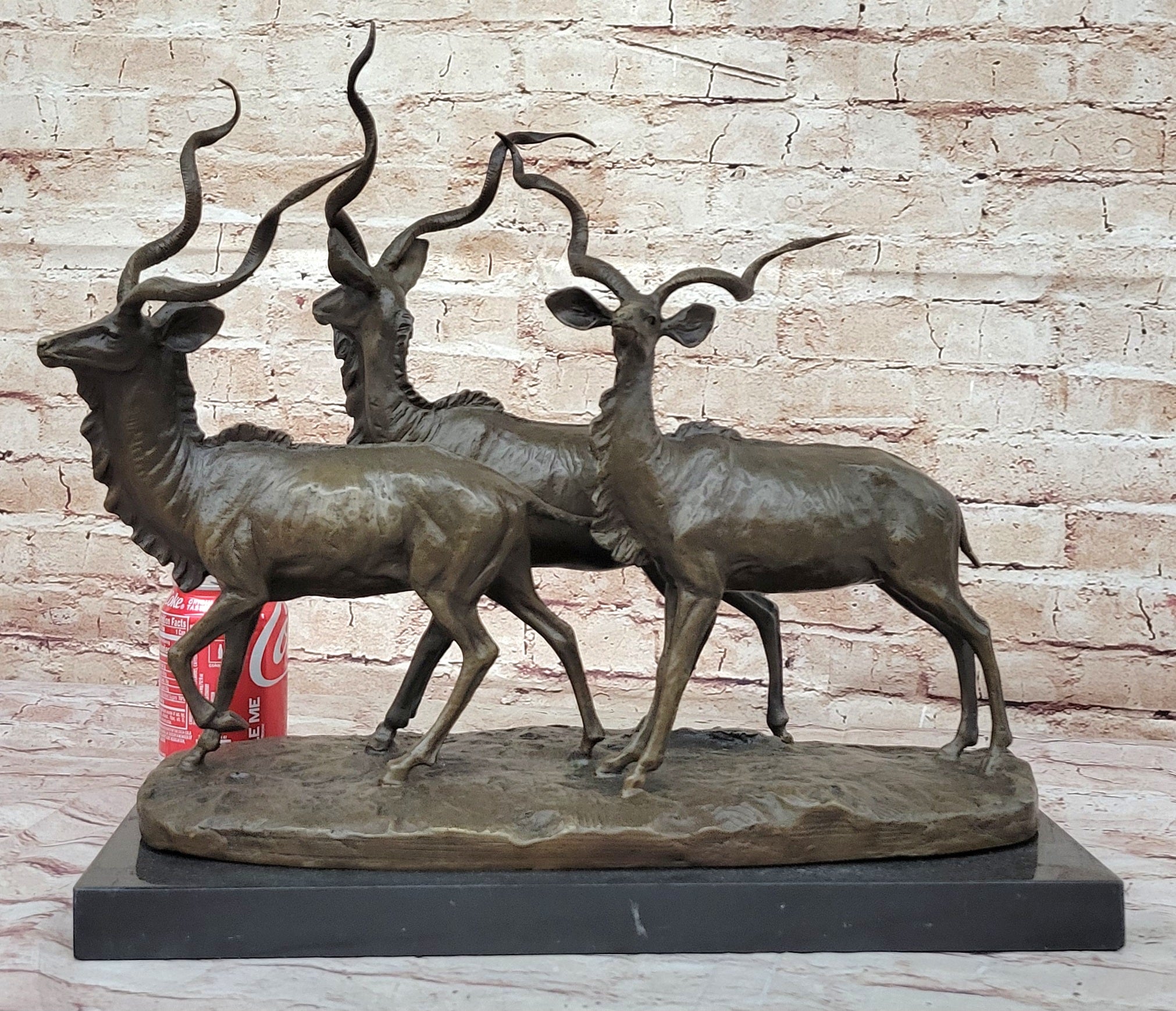 Kudu Antelope Family Gazelle African Deer Bronze Sculpture Figurine Statue