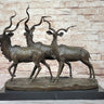 Kudu Antelope Family Gazelle African Deer Bronze Sculpture Figurine Statue