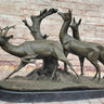 M. Fiot Deer in the Forest; Majestic Bronze Wildlife Sculpture on Marble Base