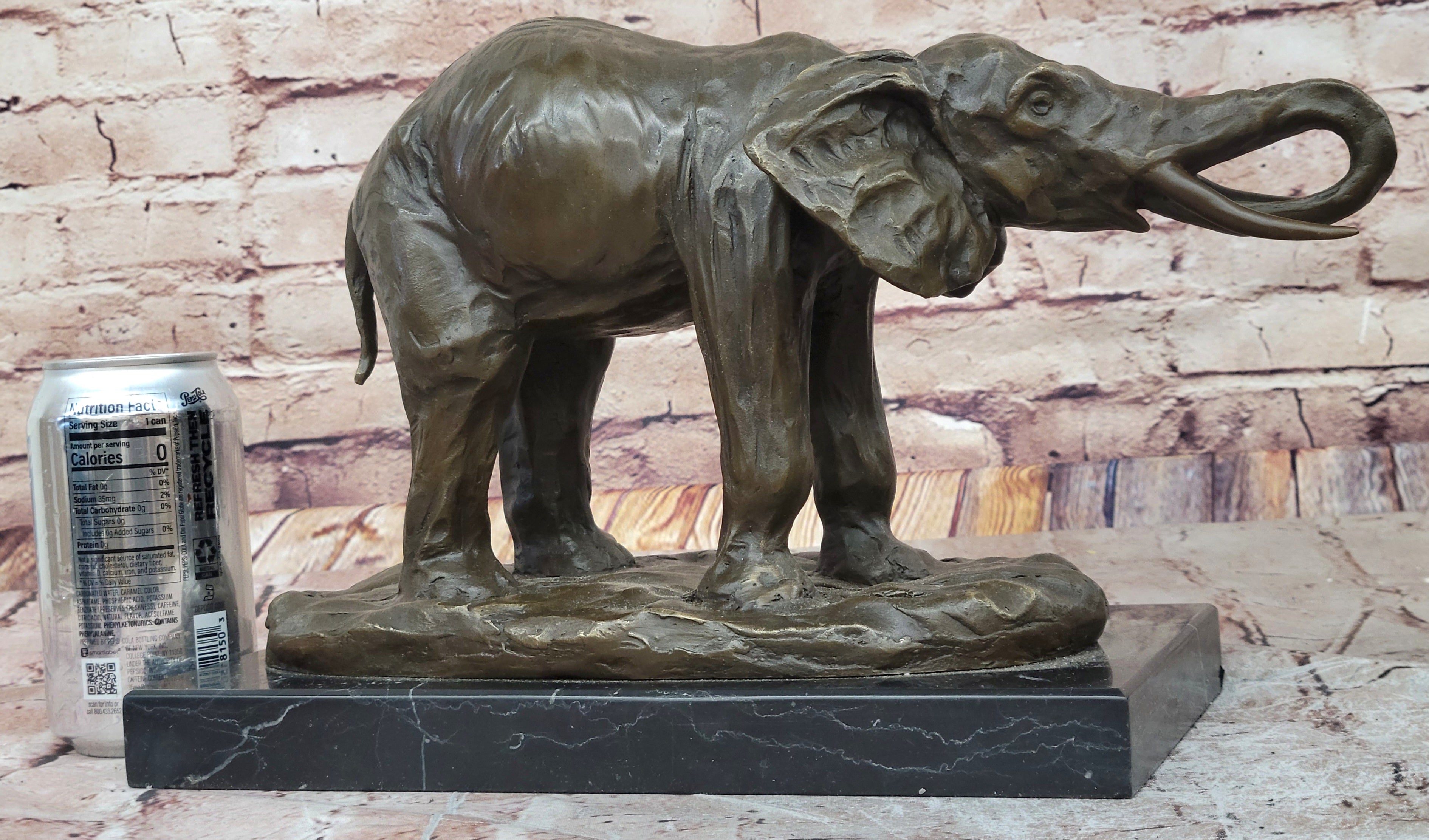 Milo Elephant Bronze Sculpture; Stunning African Wildlife Art on Marble Base