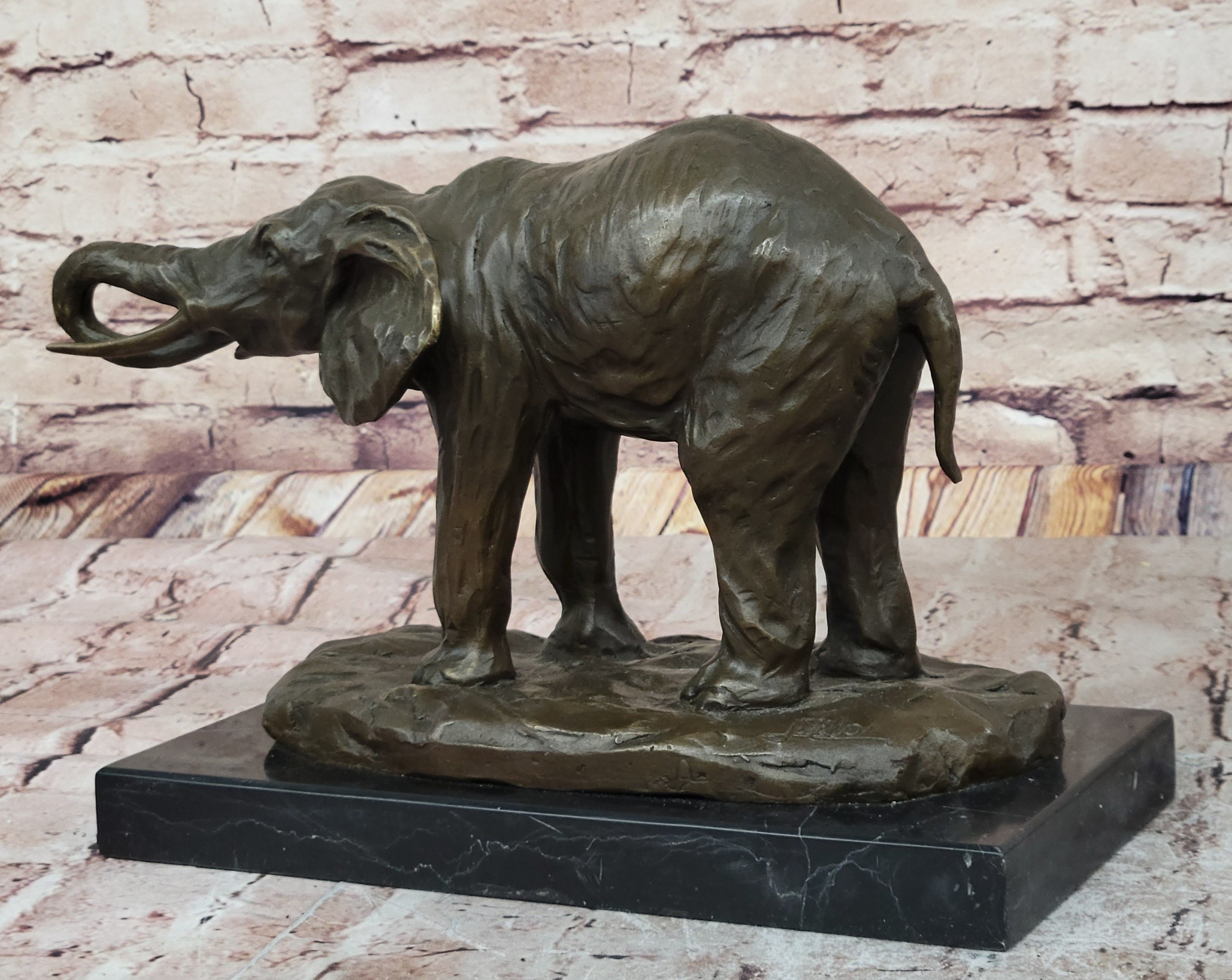 Milo Elephant Bronze Sculpture; Stunning African Wildlife Art on Marble Base