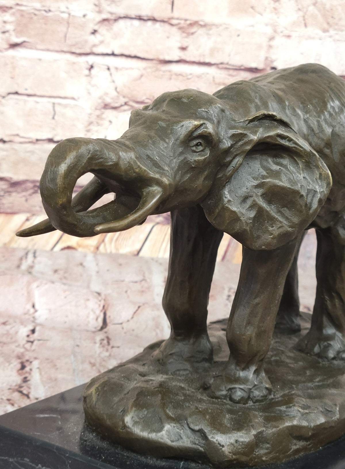 Milo Elephant Bronze Sculpture; Stunning African Wildlife Art on Marble Base