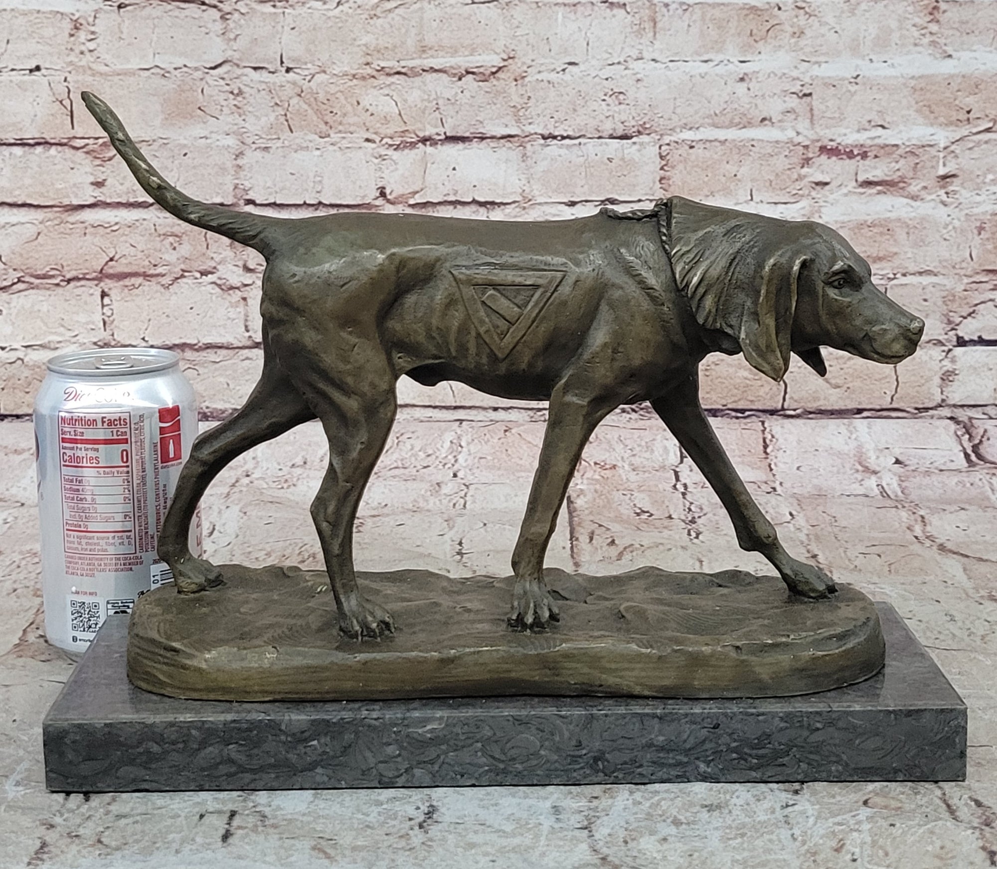 Service Dog Support Animal Bronze Statue Sculpture Figure 9.5" x 12"