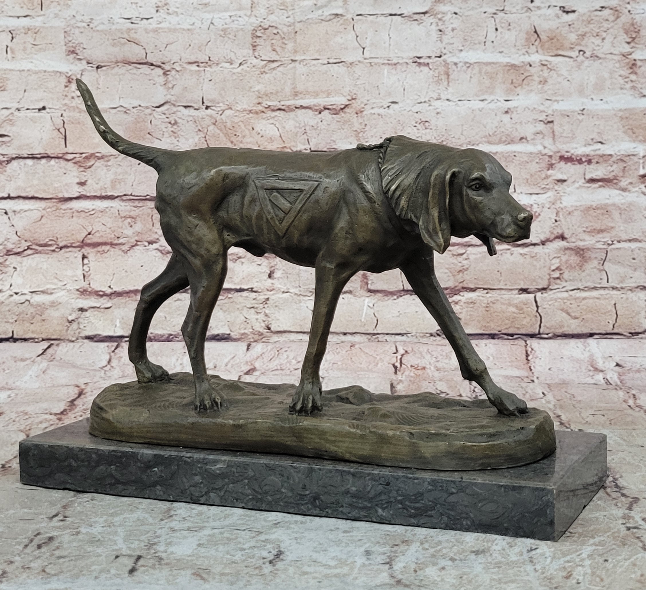 Service Dog Support Animal Bronze Statue Sculpture Figure 9.5" x 12"