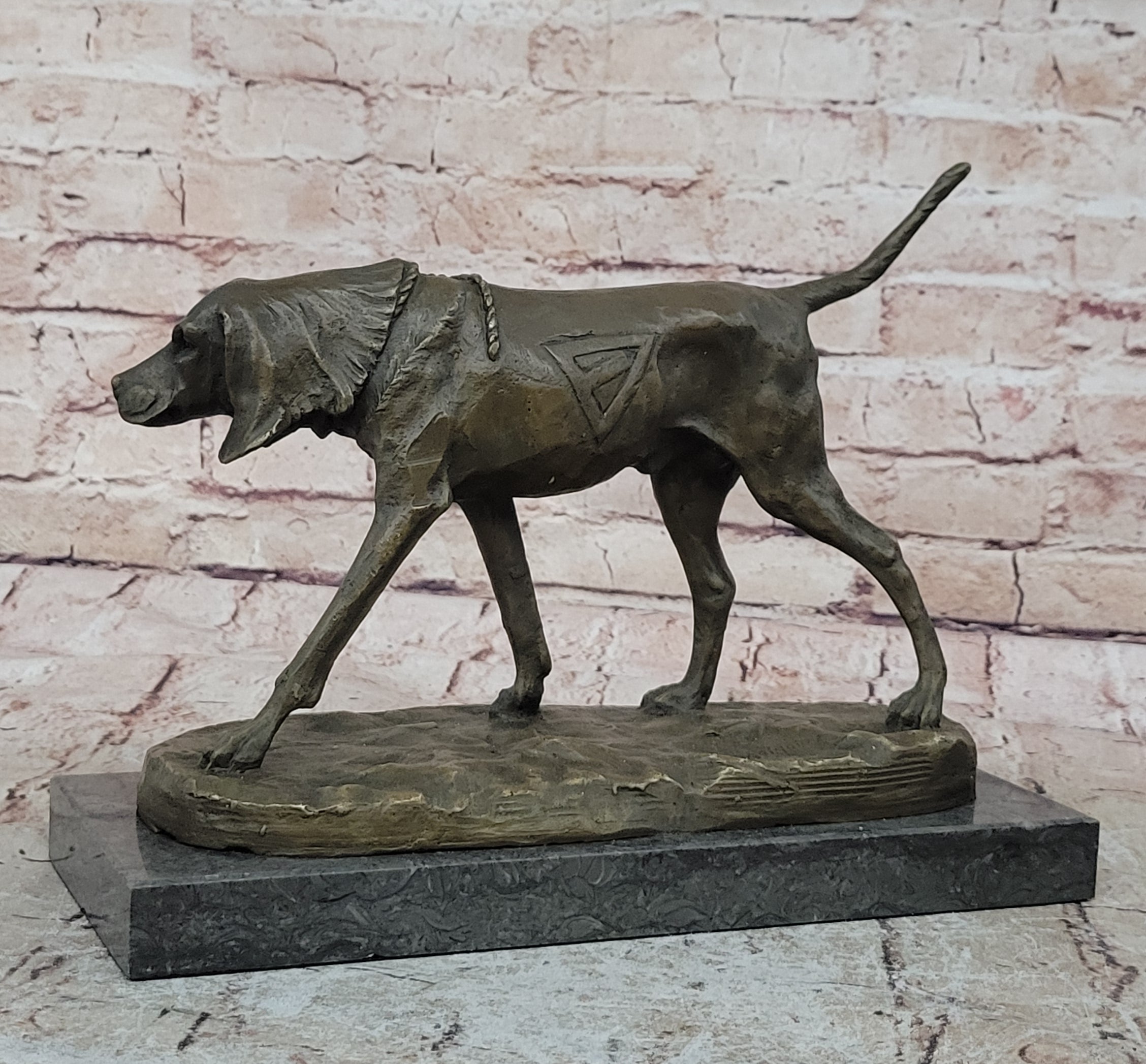 Service Dog Support Animal Bronze Statue Sculpture Figure 9.5" x 12"