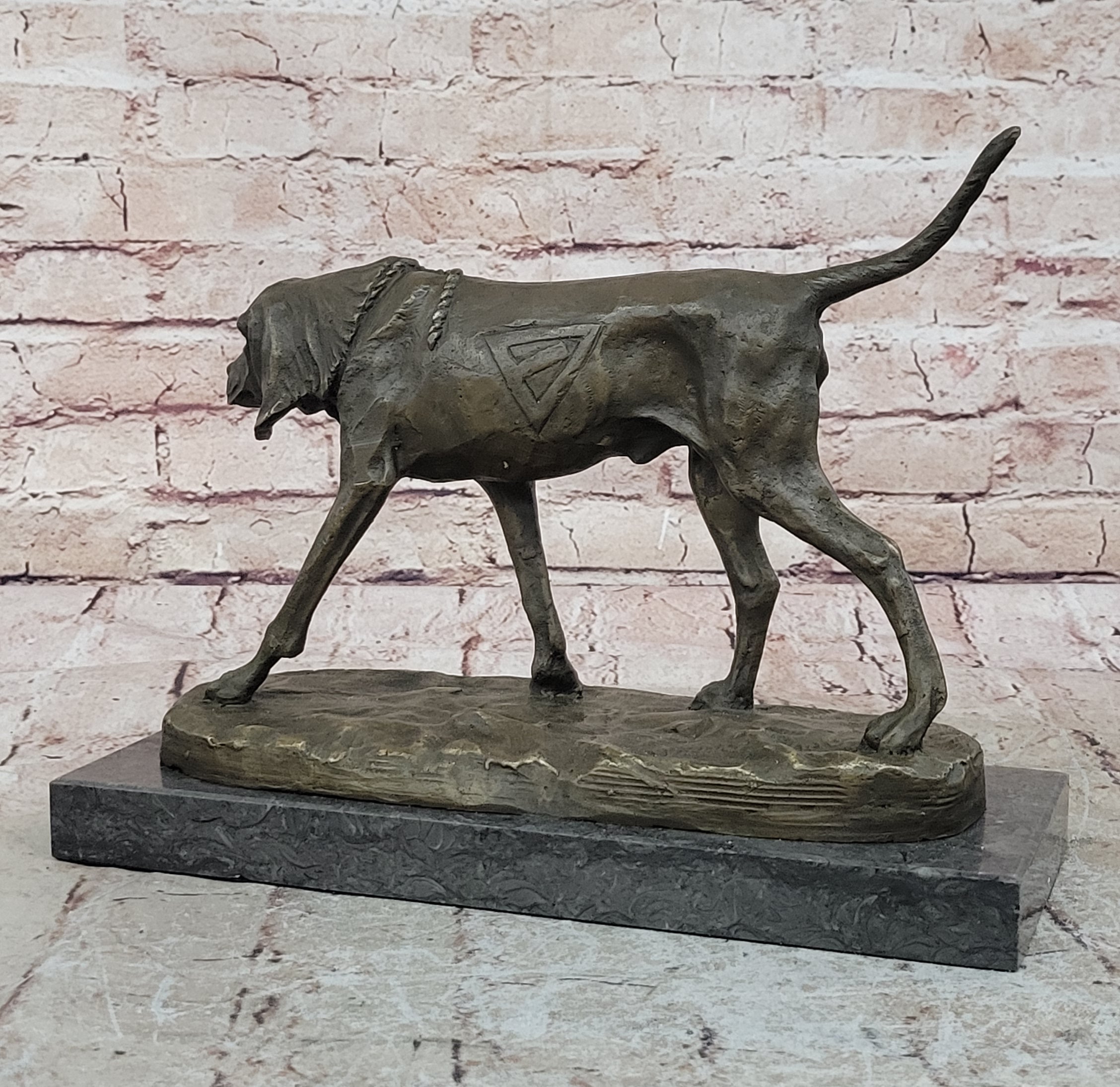 Service Dog Support Animal Bronze Statue Sculpture Figure 9.5" x 12"