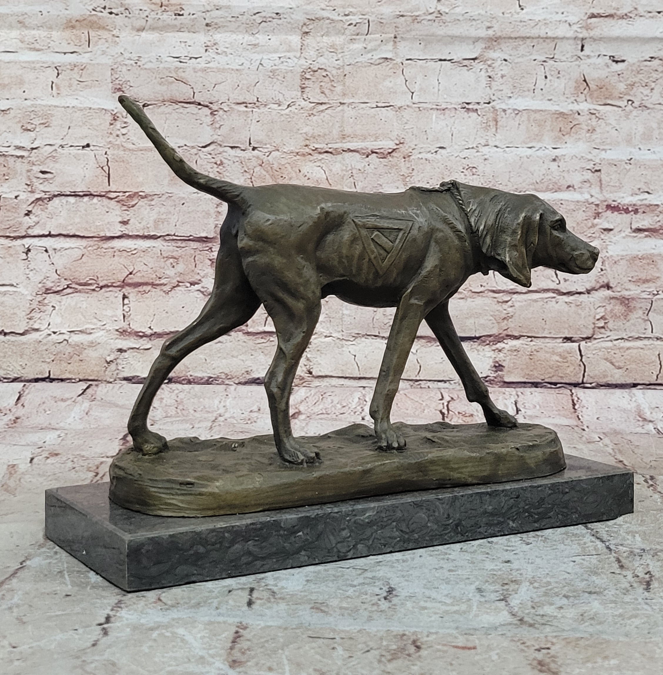 Service Dog Support Animal Bronze Statue Sculpture Figure 9.5" x 12"