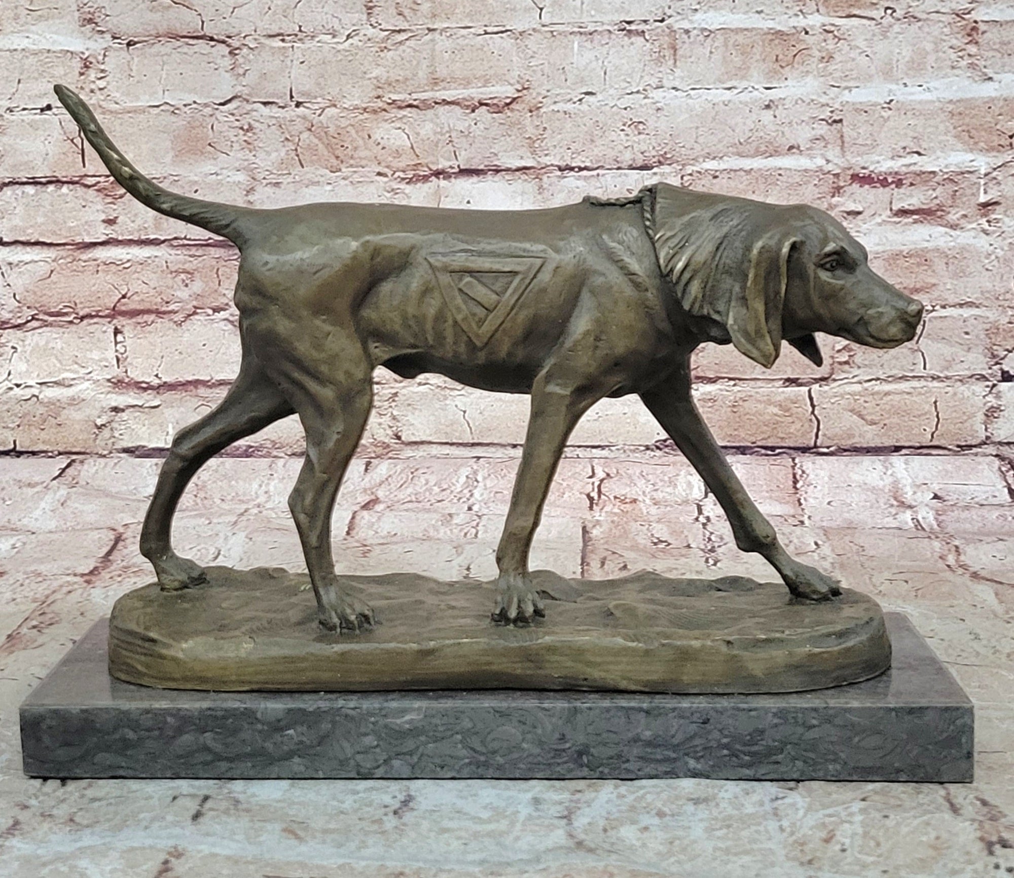 Service Dog Support Animal Bronze Statue Sculpture Figure 9.5" x 12"