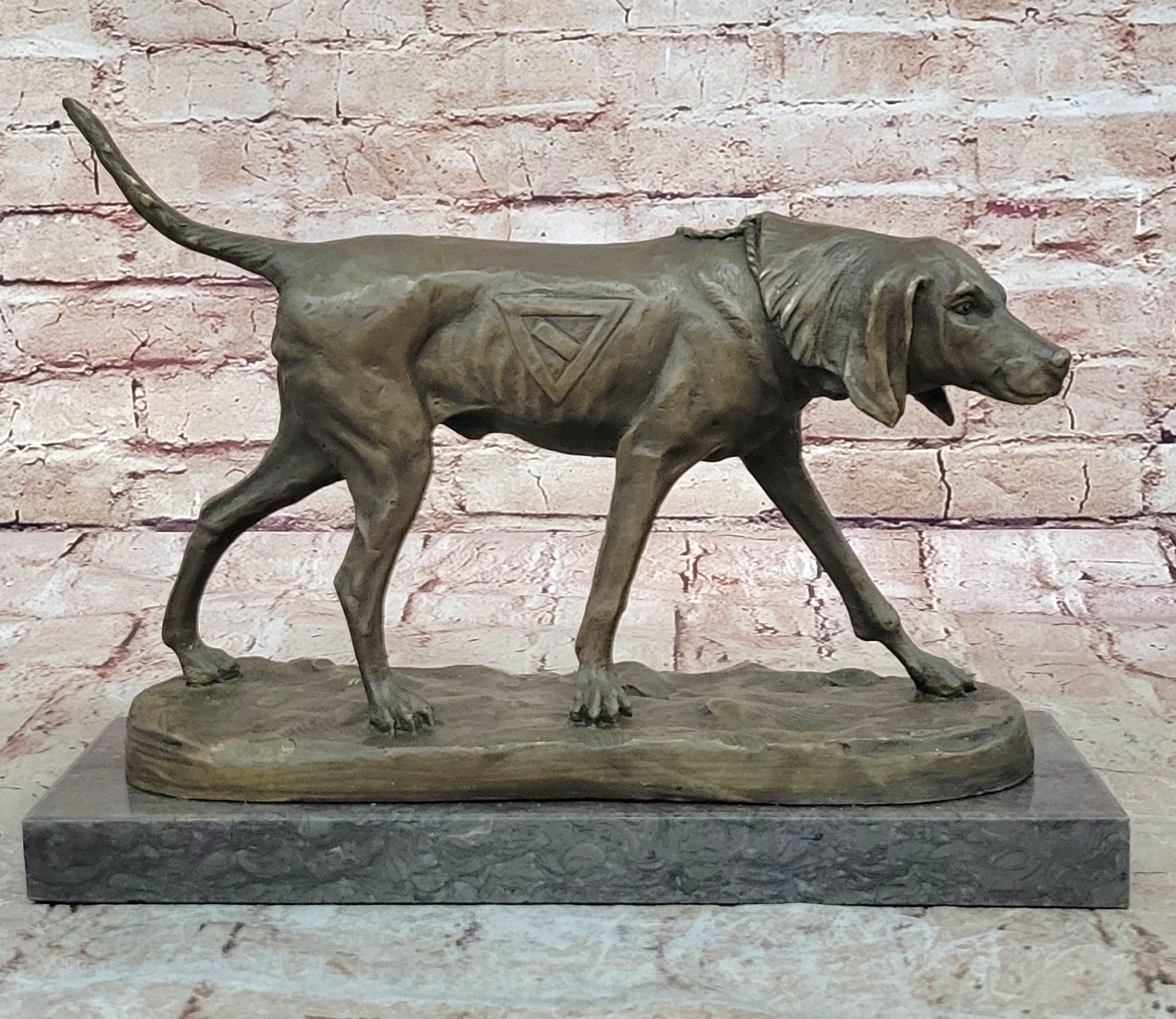 Service Dog Support Animal Bronze Statue Sculpture Figure 9.5" x 12"