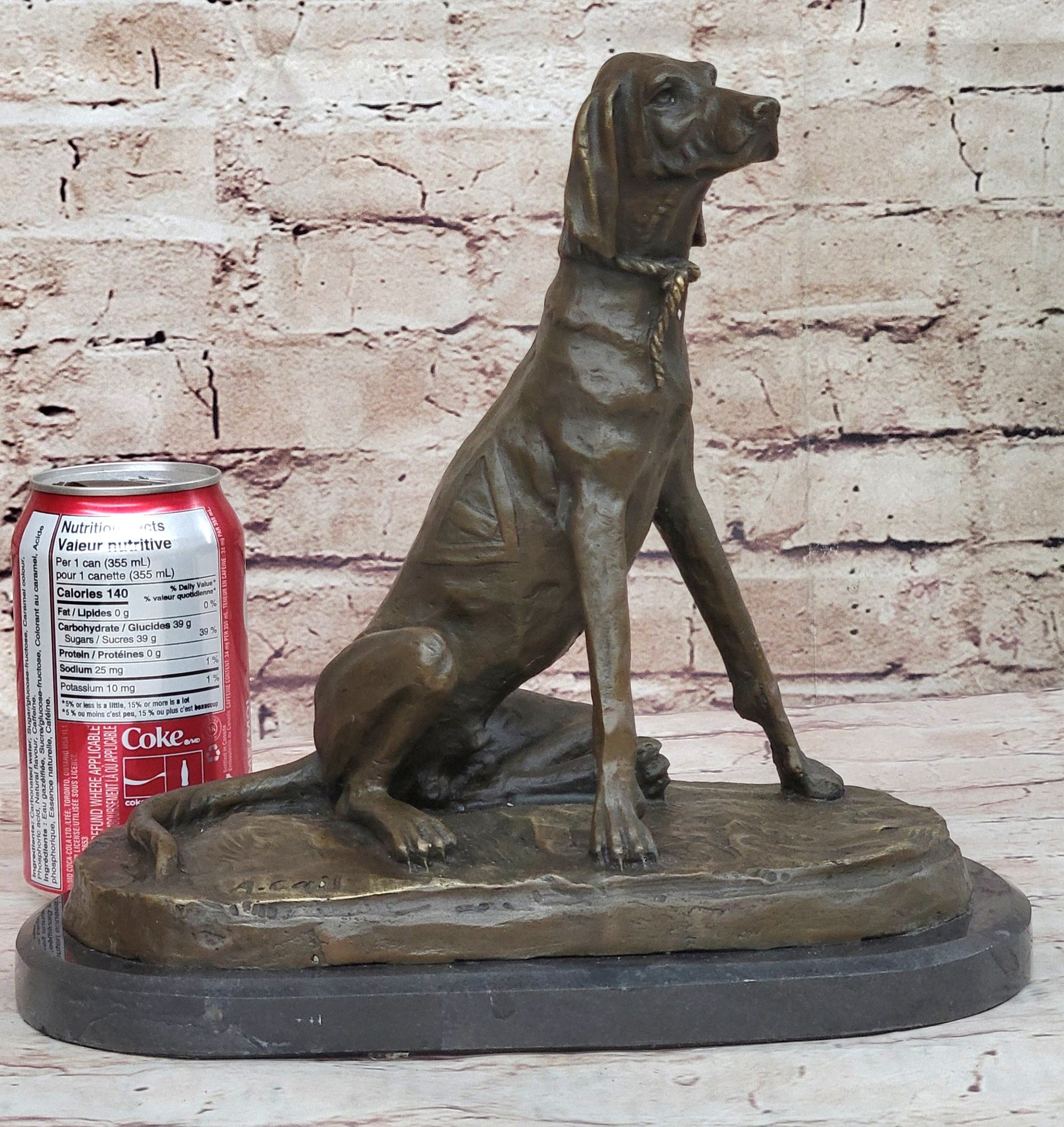 Bronze Service Dog w/ Vest Statue Sculpture Figure Figurine 10" x 10"