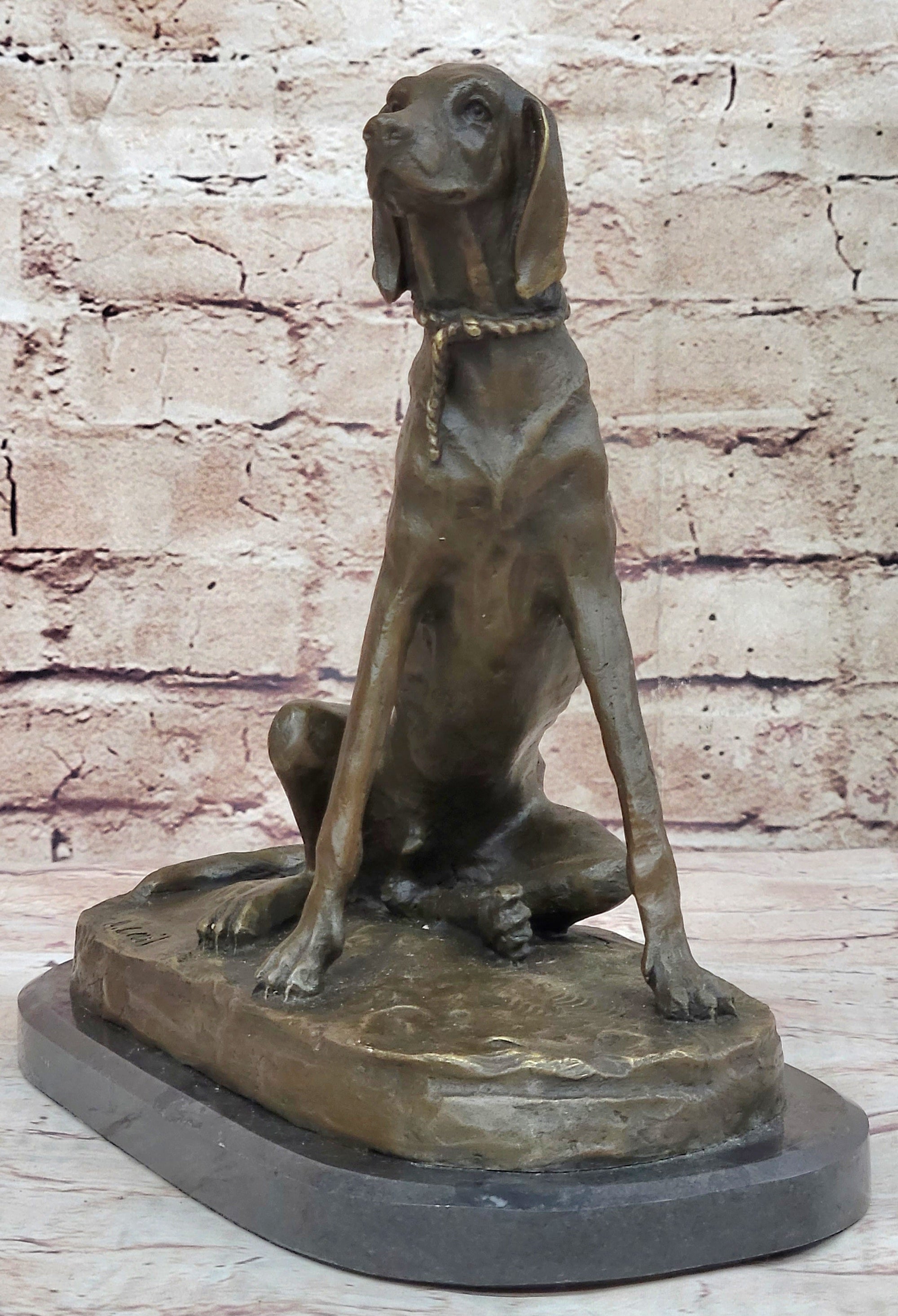 Bronze Service Dog w/ Vest Statue Sculpture Figure Figurine 10" x 10"