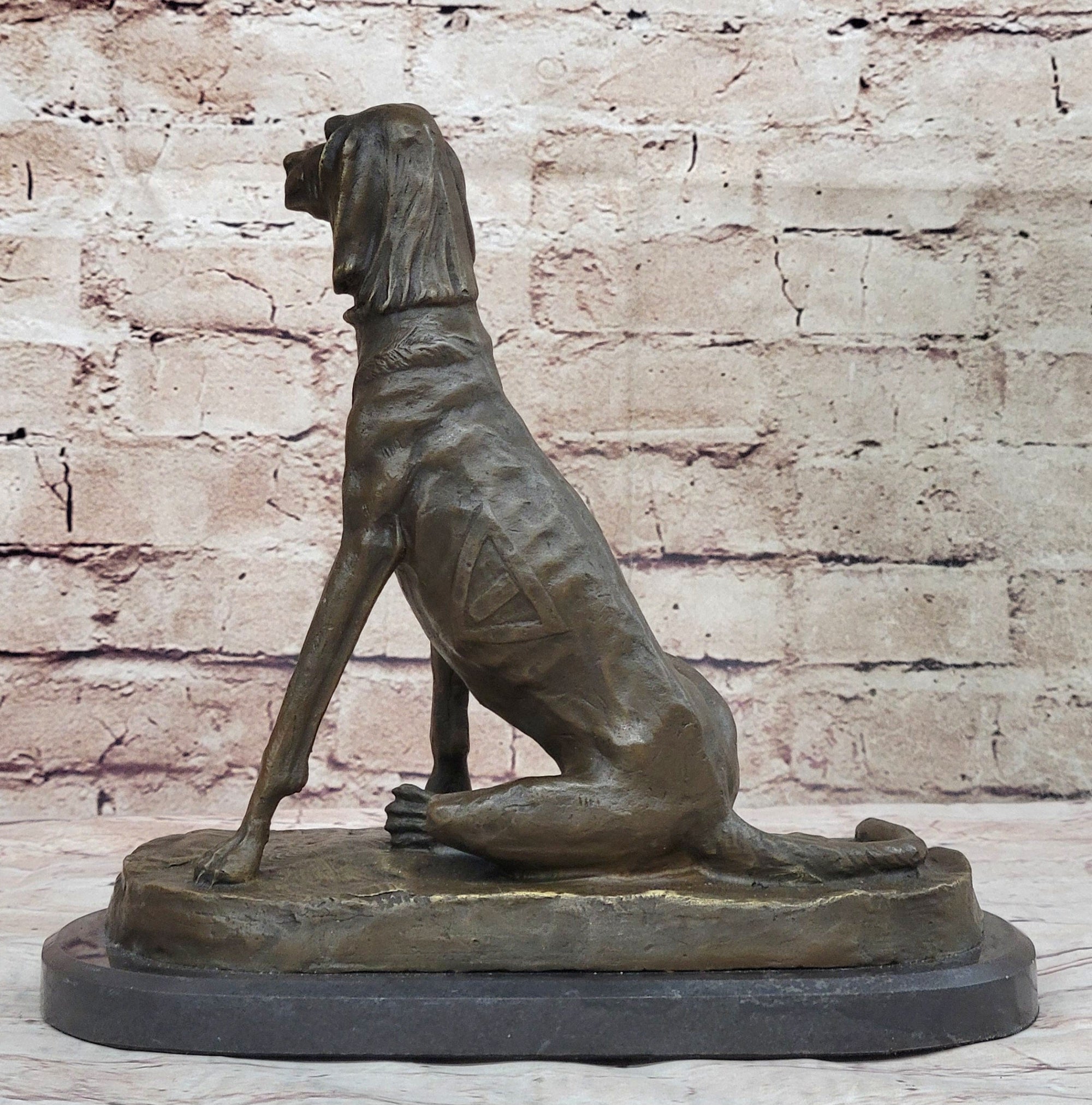Bronze Service Dog w/ Vest Statue Sculpture Figure Figurine 10" x 10"