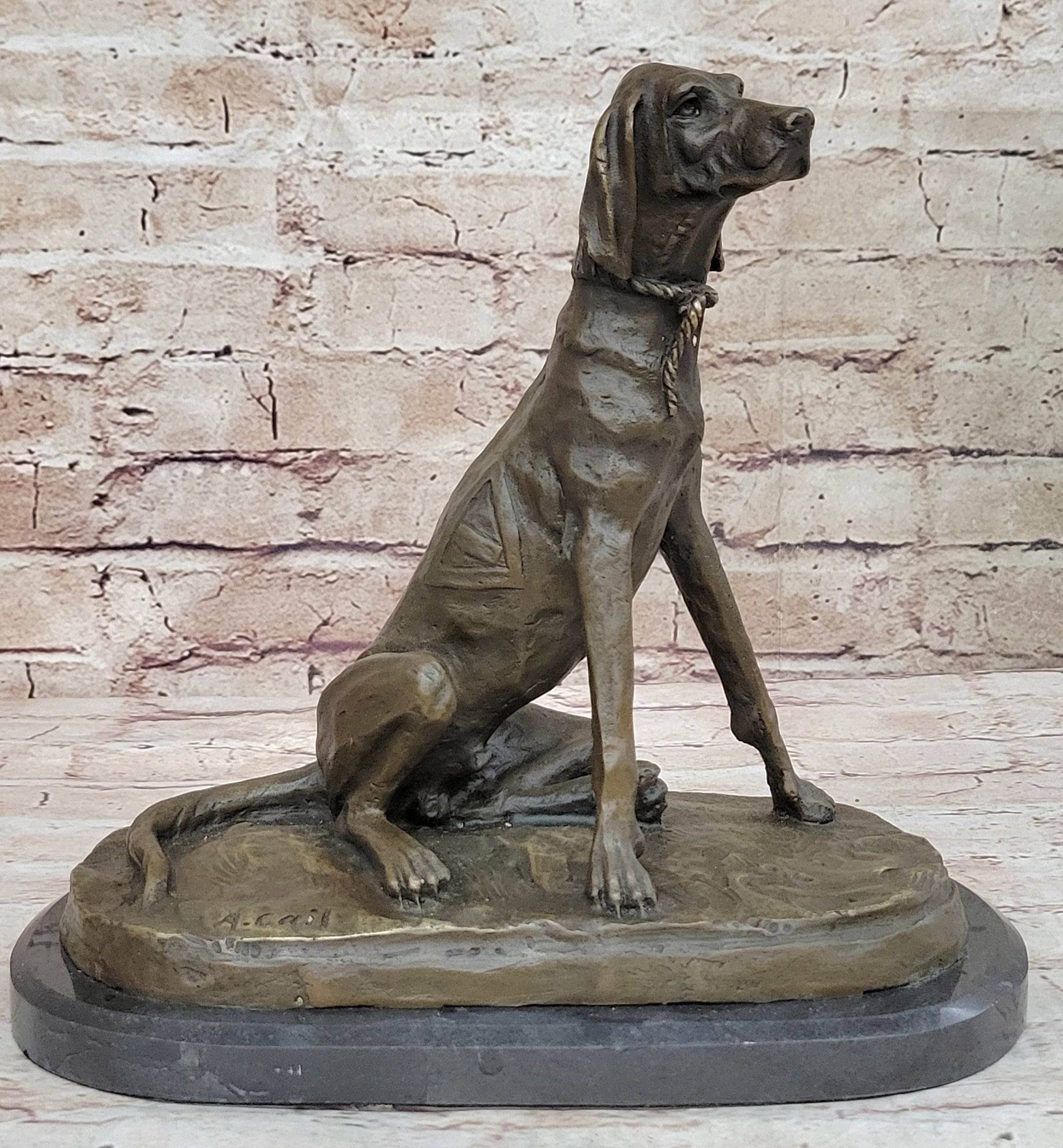 Bronze Service Dog w/ Vest Statue Sculpture Figure Figurine 10” x 10”
