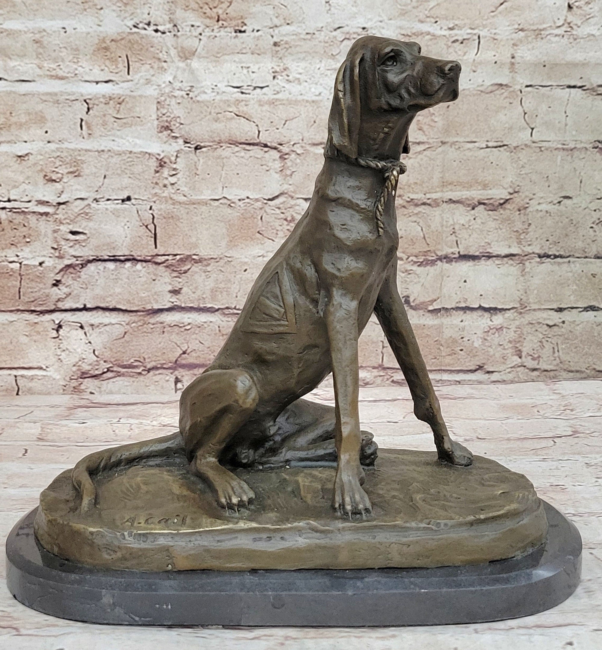 Bronze Service Dog w/ Vest Statue Sculpture Figure Figurine 10" x 10"