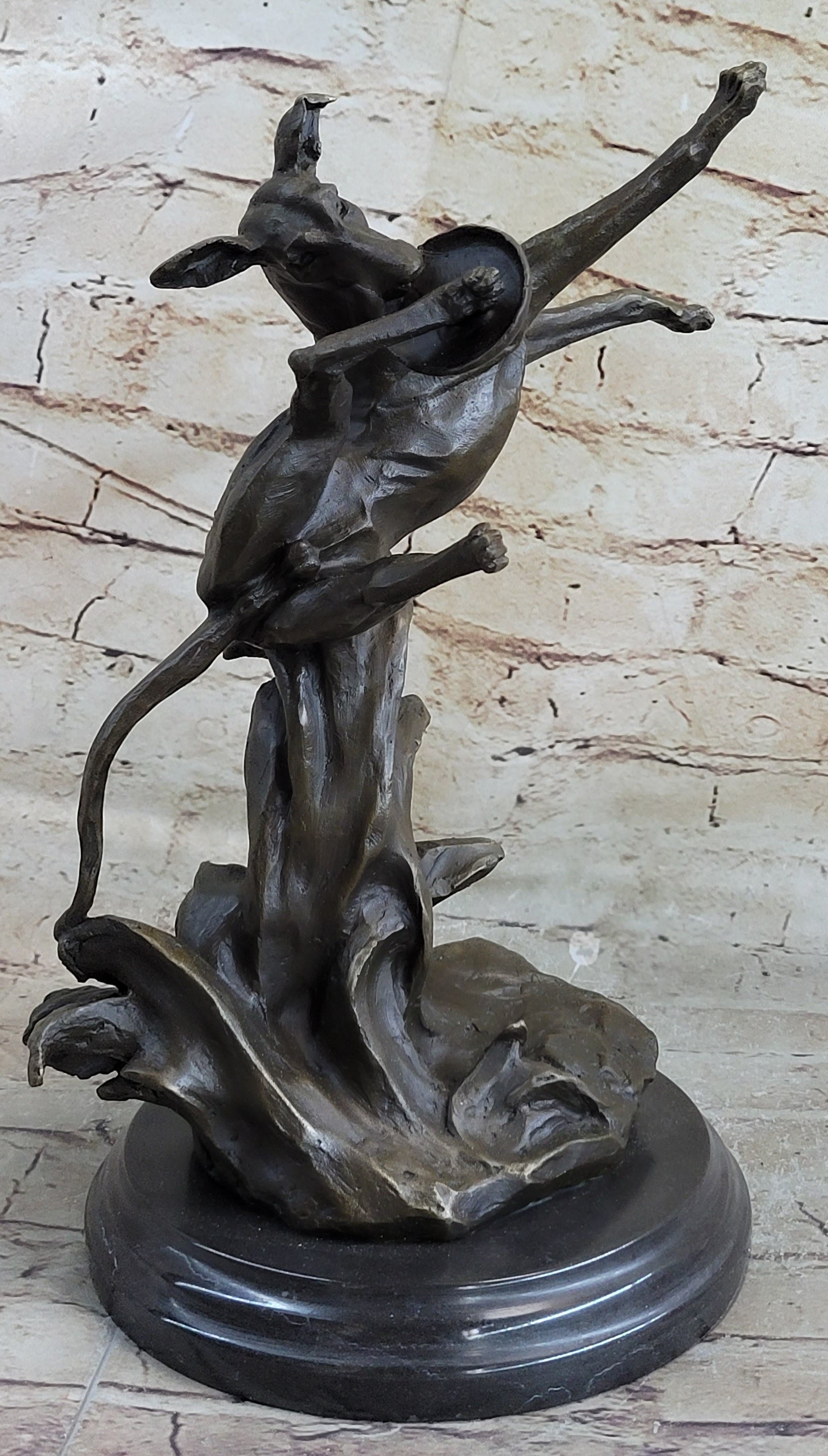 Puppy Dog Catching Frisbee Bronze Sculpture Statue Decor Original Art by Milo
