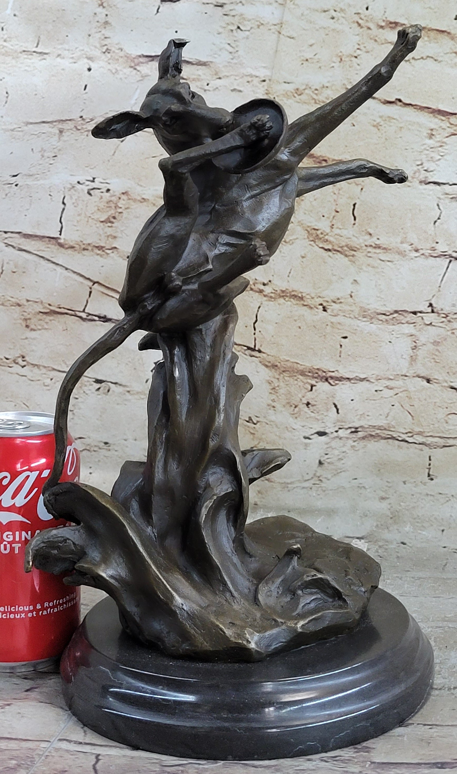 Puppy Dog Catching Frisbee Bronze Sculpture Statue Decor Original Art by Milo