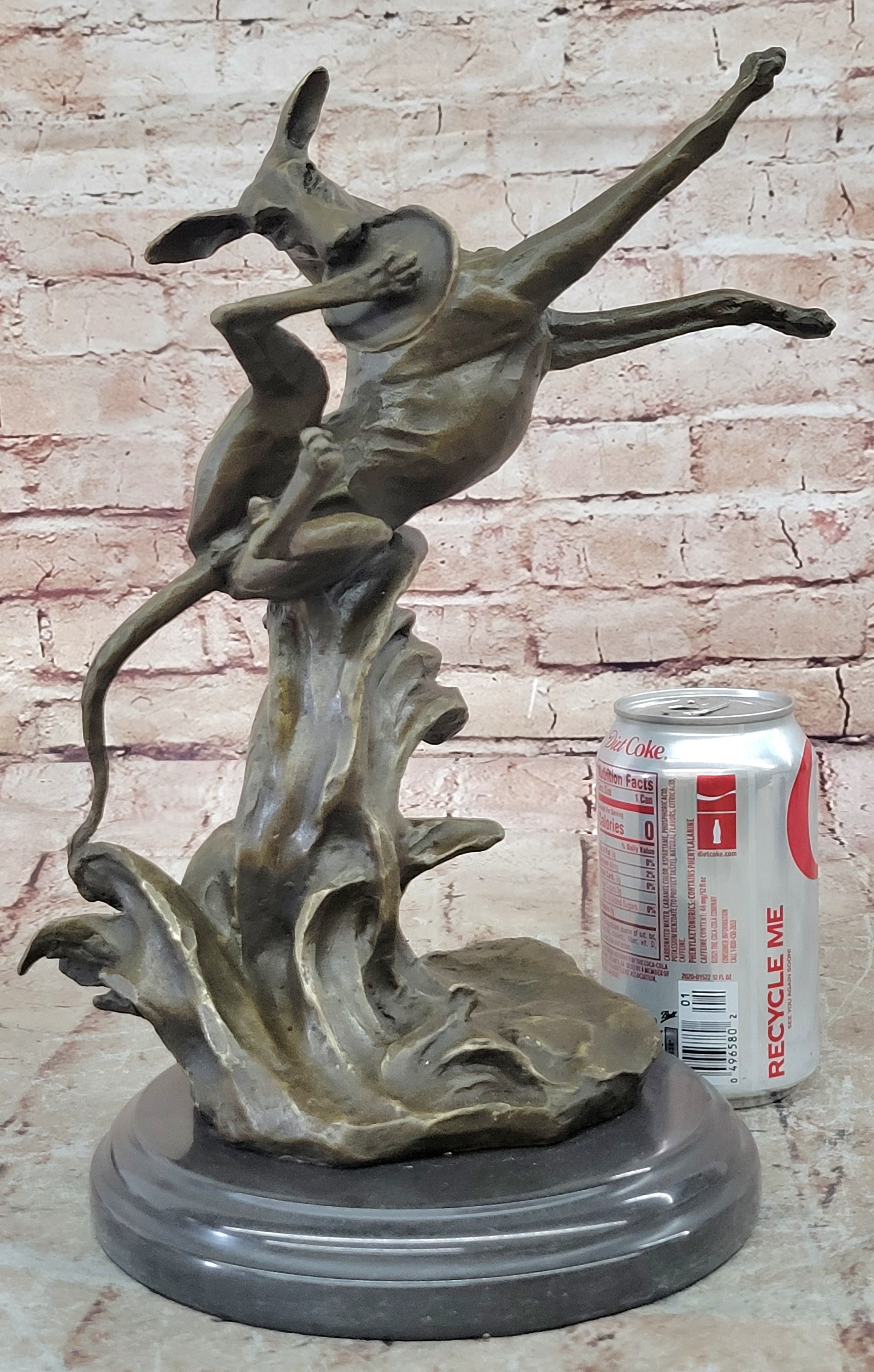 Puppy Dog Catching Frisbee Bronze Sculpture Statue Decor Original Art by Milo