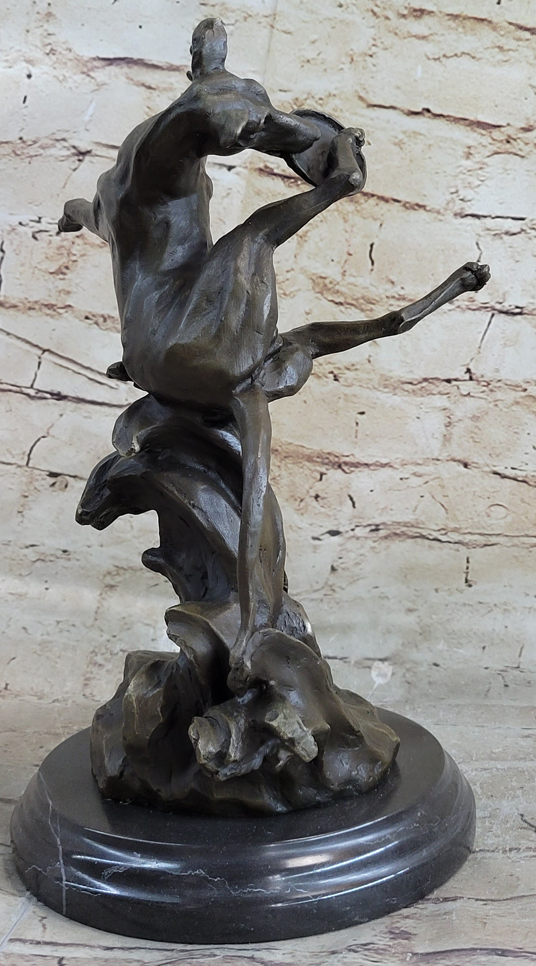 Puppy Dog Catching Frisbee Bronze Sculpture Statue Decor Original Art by Milo