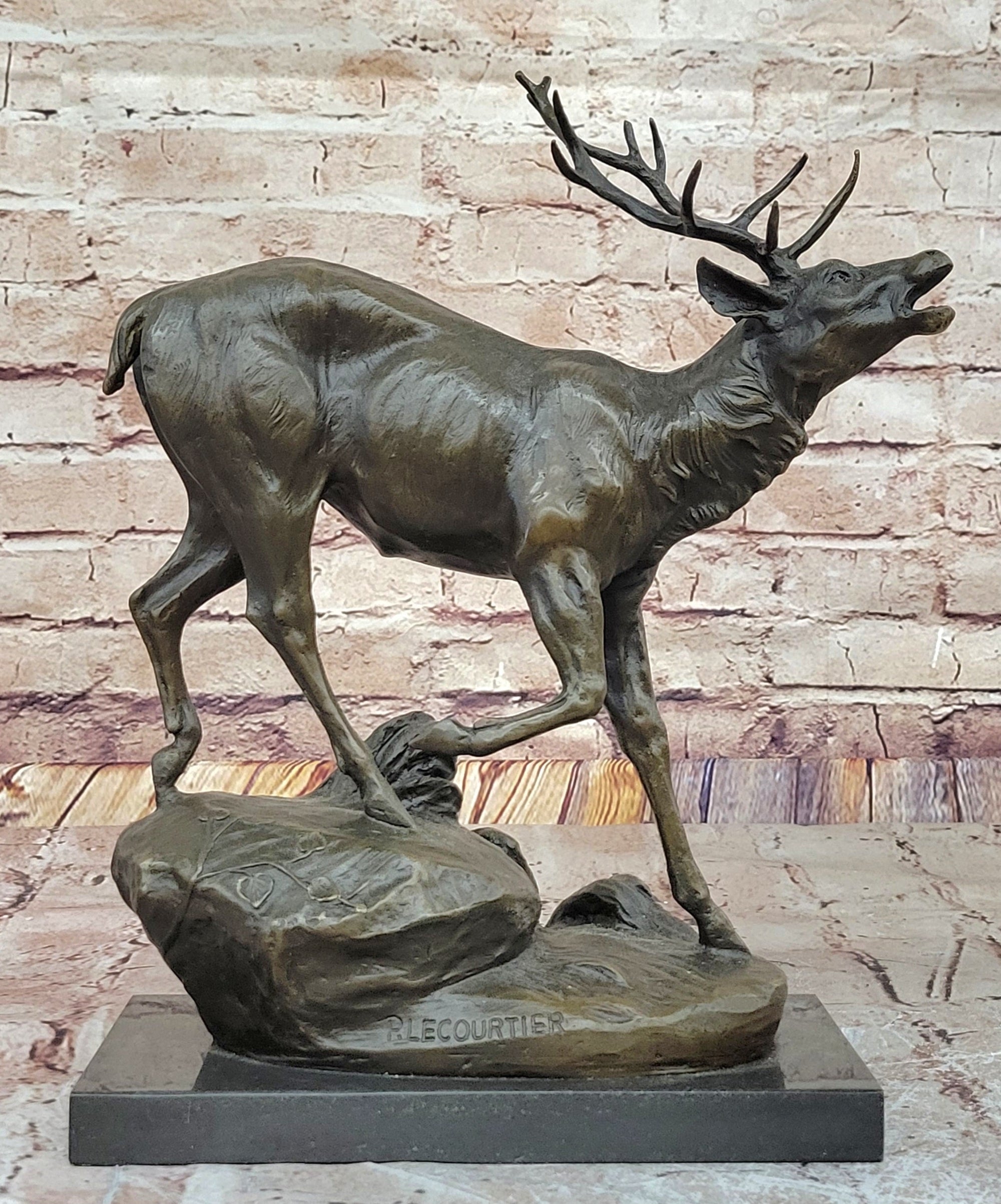 Milo "Stag by Lecourtier" Reproduction; Majestic Deer Bronze Sculpture