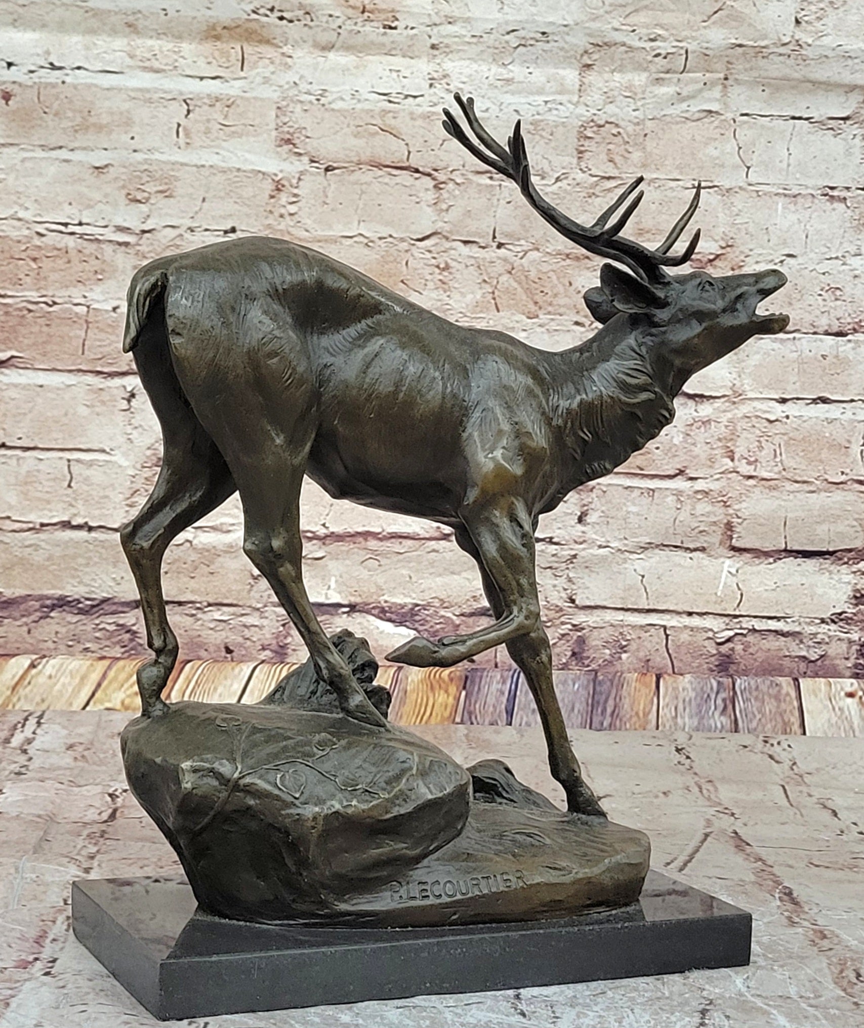 Milo “Stag by Lecourtier” Reproduction; Majestic Deer Bronze Sculpture