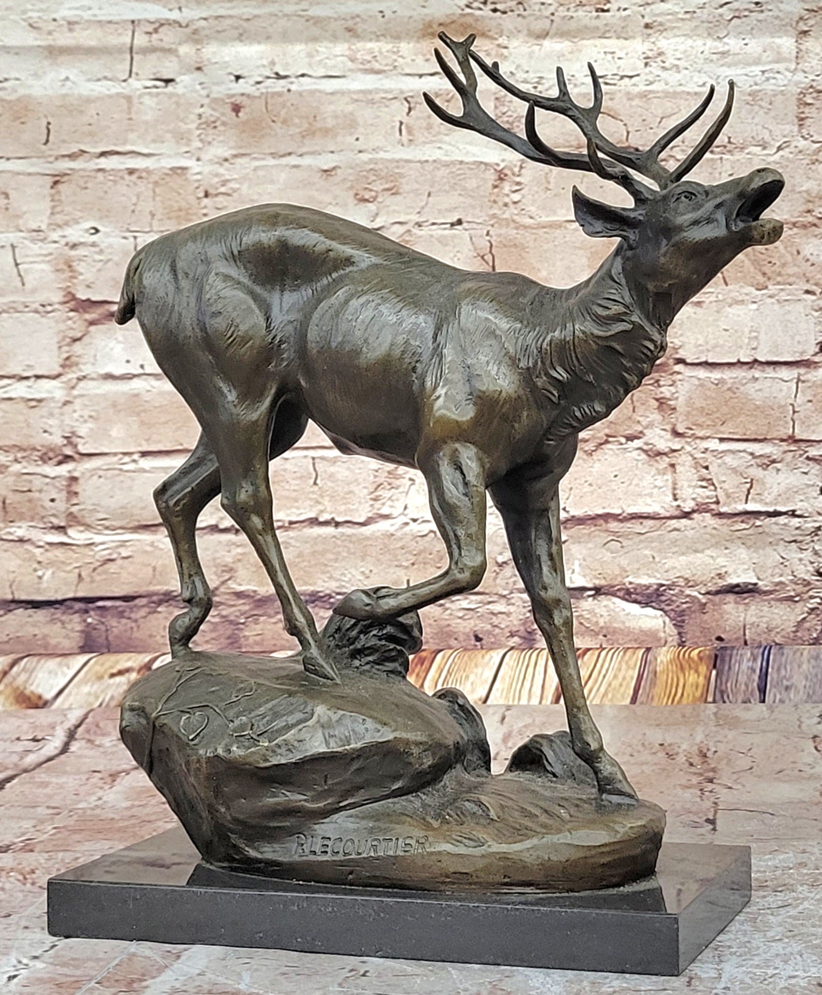 Milo "Stag by Lecourtier" Reproduction; Majestic Deer Bronze Sculpture