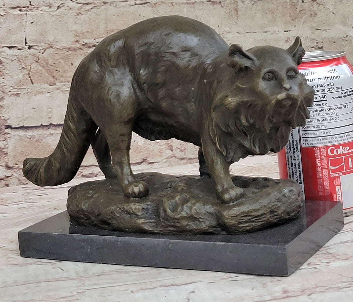 Persian Cat by Charles Emile Jonchery Bronze Sculpture Figurine Collectible 7" x 9.5"