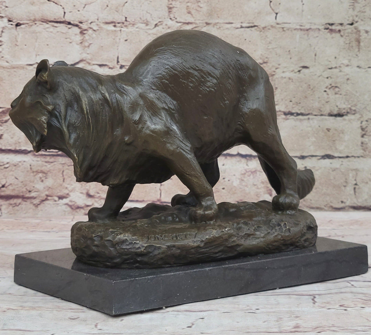 Persian Cat by Charles Emile Jonchery Bronze Sculpture Figurine Collectible 7" x 9.5"