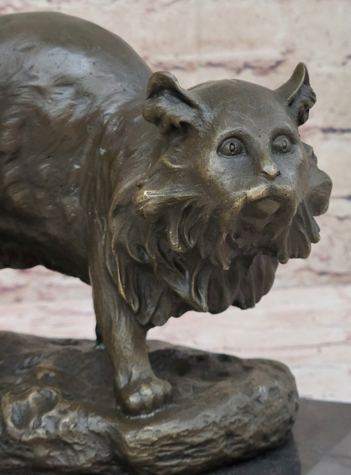 Persian Cat by Charles Emile Jonchery Bronze Sculpture Figurine Collectible 7" x 9.5"