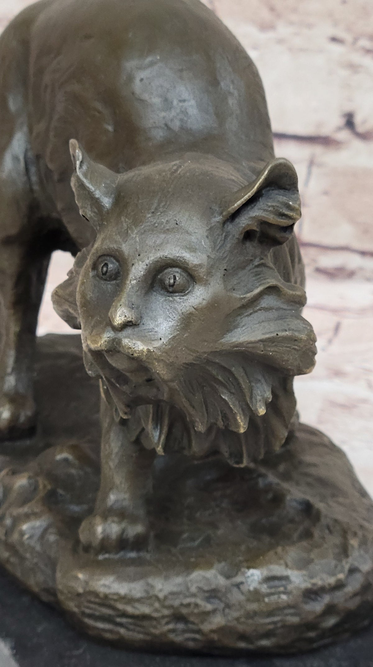 Persian Cat by Charles Emile Jonchery Bronze Sculpture Figurine Collectible 7" x 9.5"