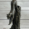 Panther Cougar Mountain Lion Cat Leaping Pouncing Down Bronze Sculpture Statue Art
