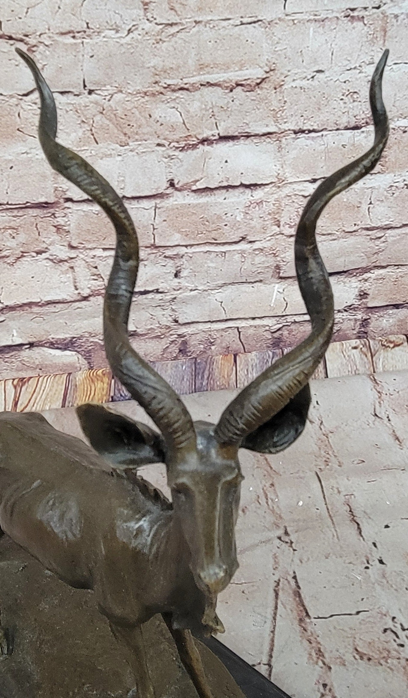 Kudu Antelope Gazelle African Deer Bronze Sculpture Statue Figure on Marble base