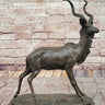 Kudu Antelope Gazelle African Deer Bronze Sculpture Statue Figure on Marble base