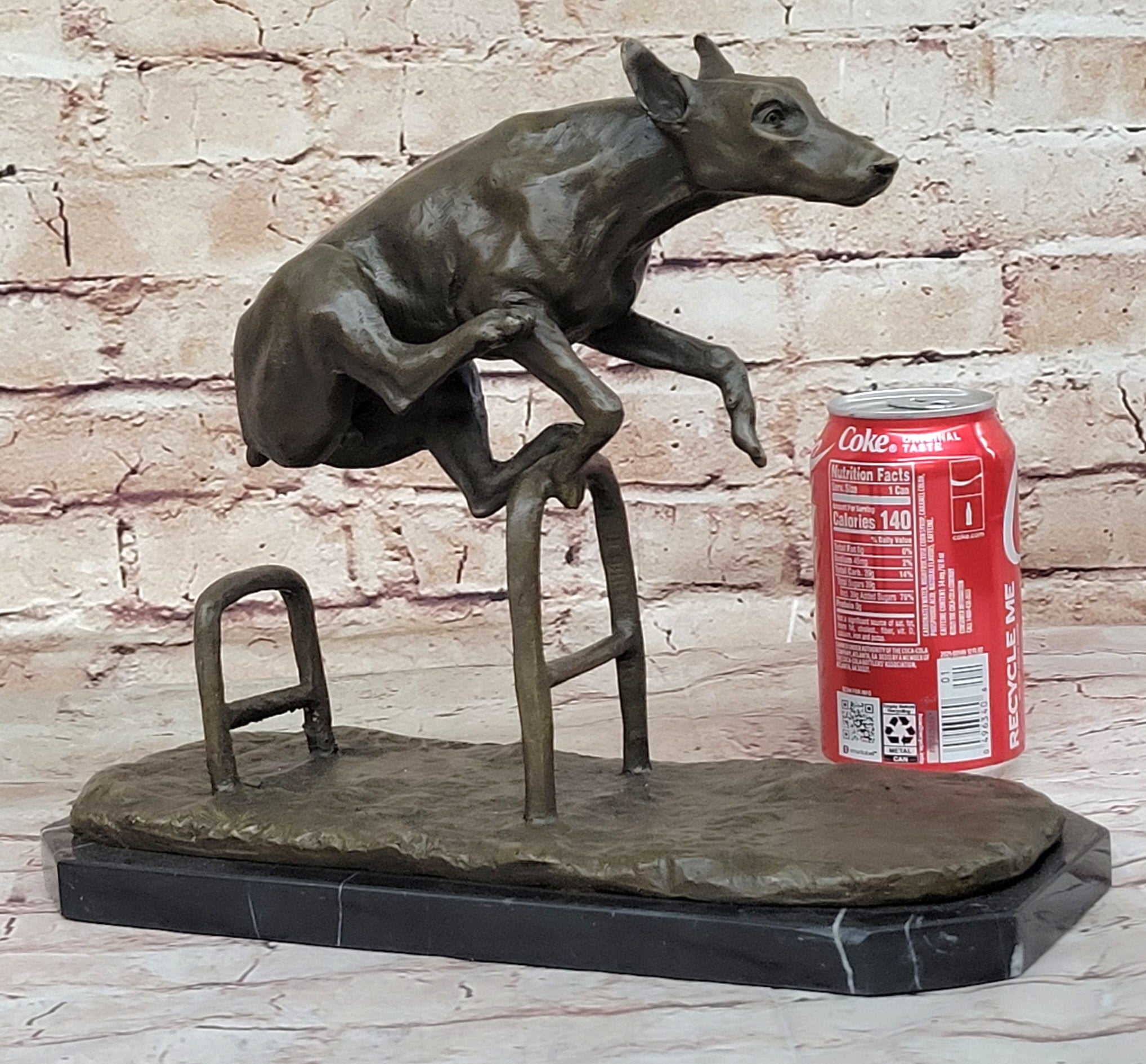Dog Jumping Hurdle Bronze Sculpture Show Competition Trophy Original Art