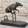 Dog Jumping Hurdle Bronze Sculpture Show Competition Trophy Original Art