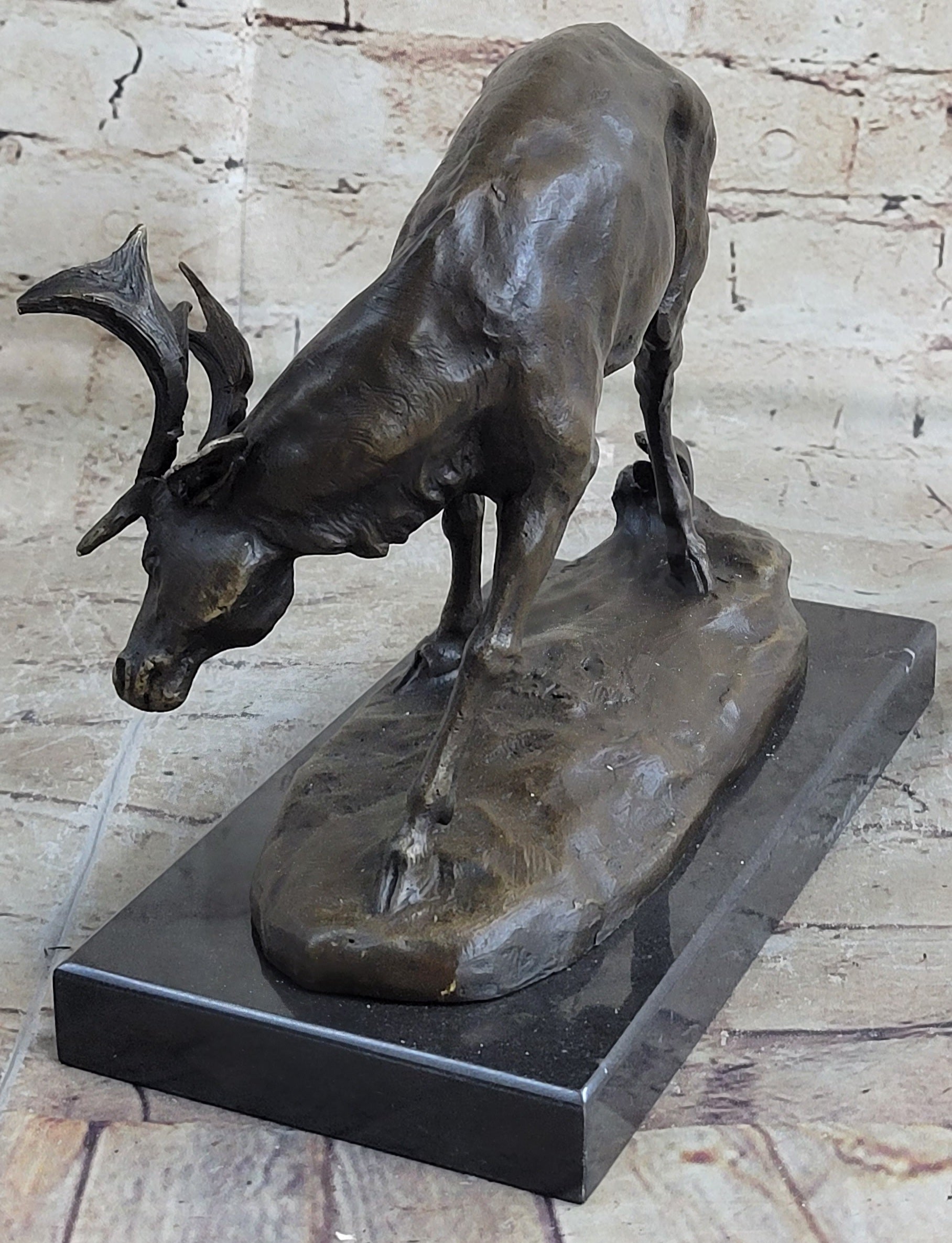 Buck Deer Elk Stag Wildlife Art Cabin Lodge Sportsman Art Bronze Marble Statue