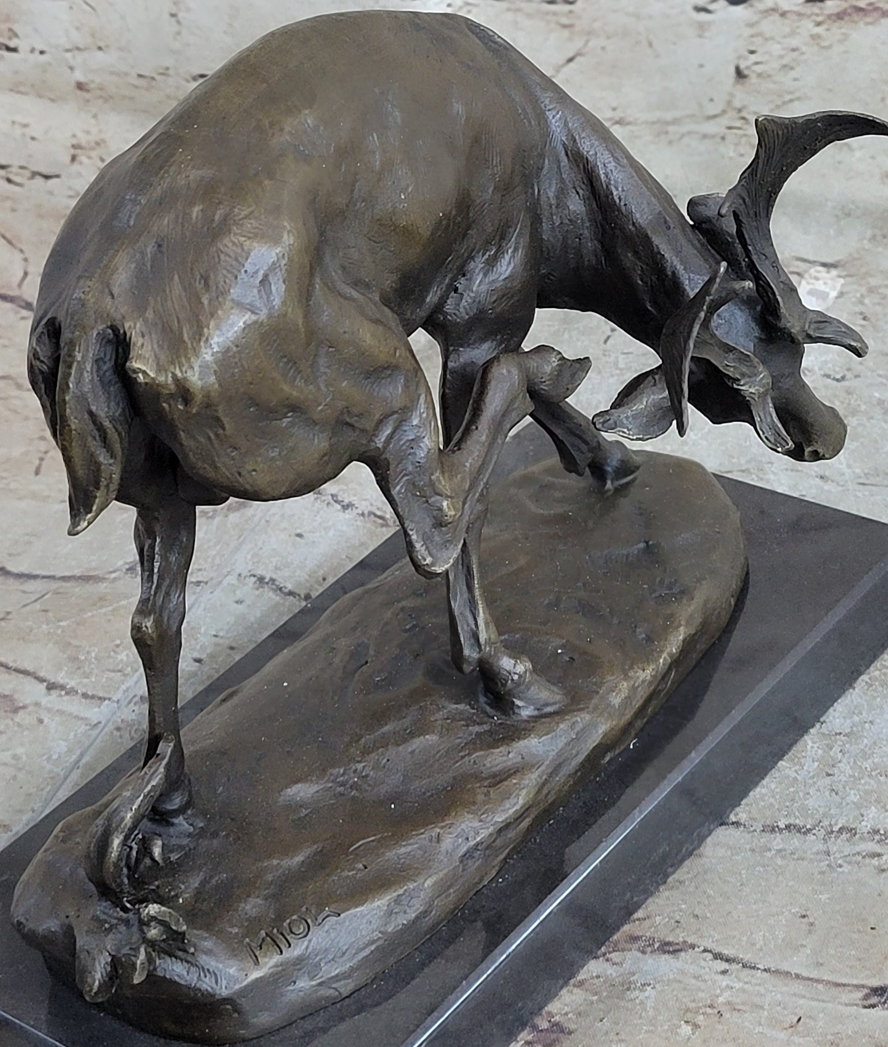 Buck Deer Elk Stag Wildlife Art Cabin Lodge Sportsman Art Bronze Marble Statue