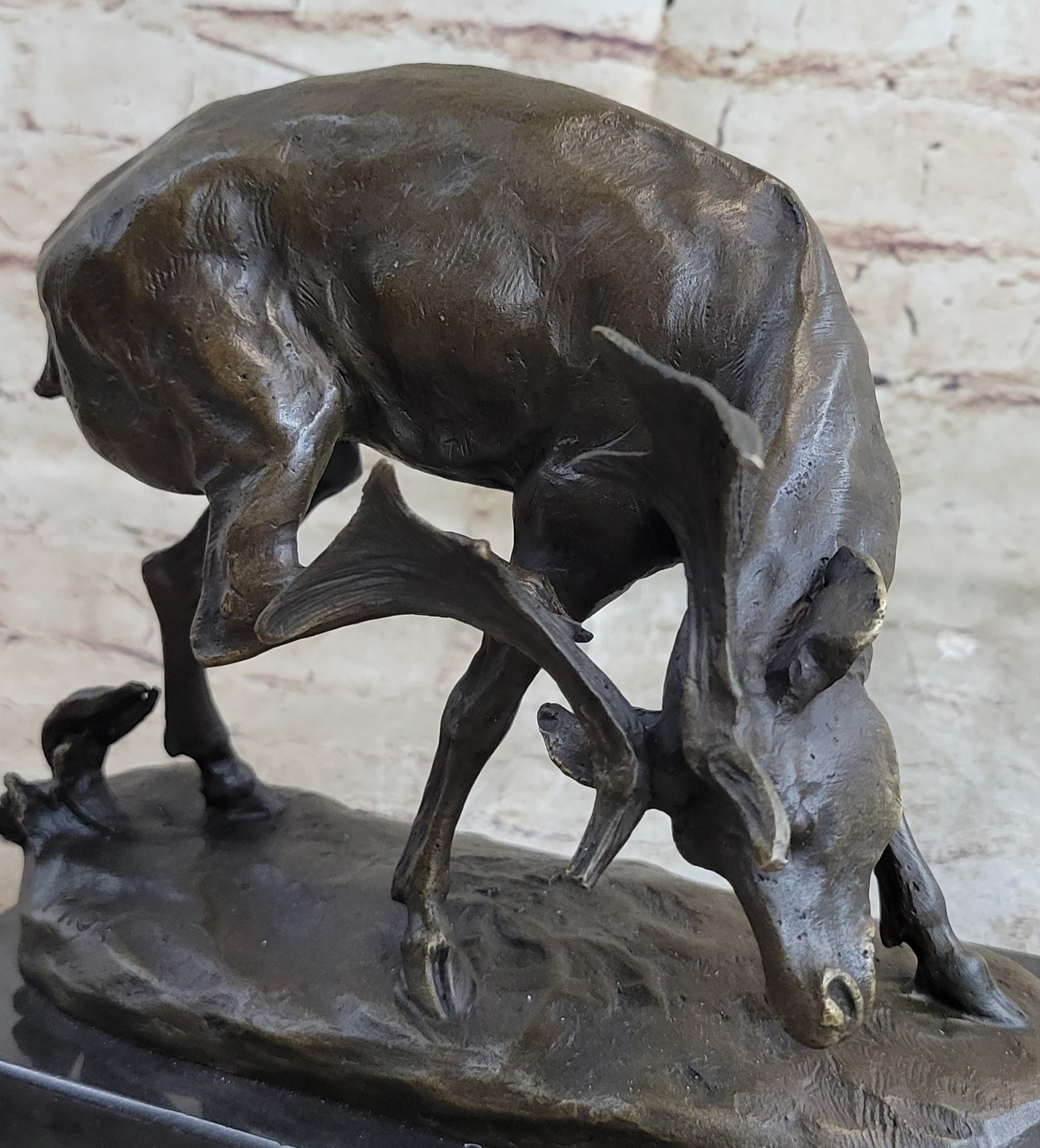 Buck Deer Elk Stag Wildlife Art Cabin Lodge Sportsman Art Bronze Marble Statue