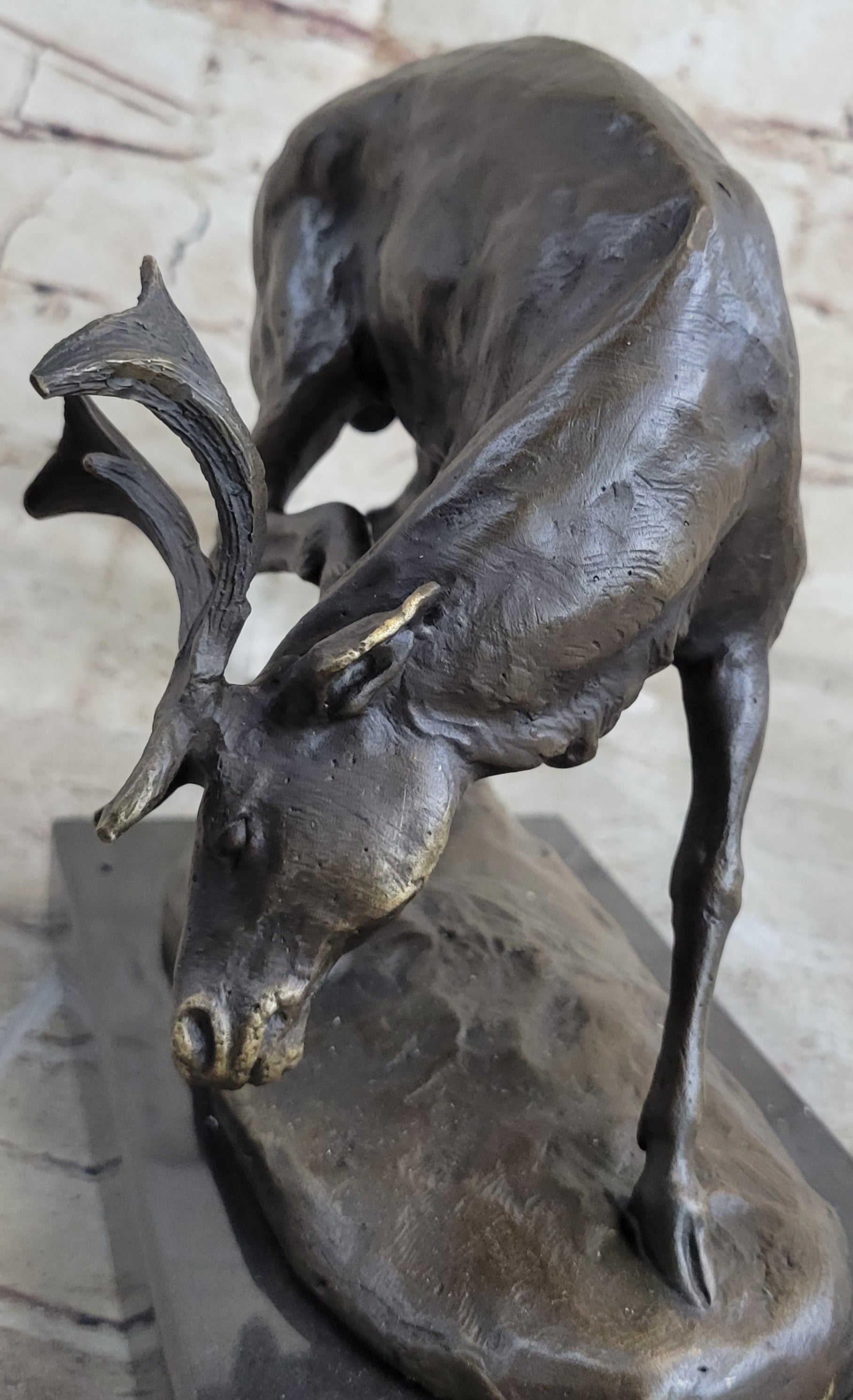 Buck Deer Elk Stag Wildlife Art Cabin Lodge Sportsman Art Bronze Marble Statue