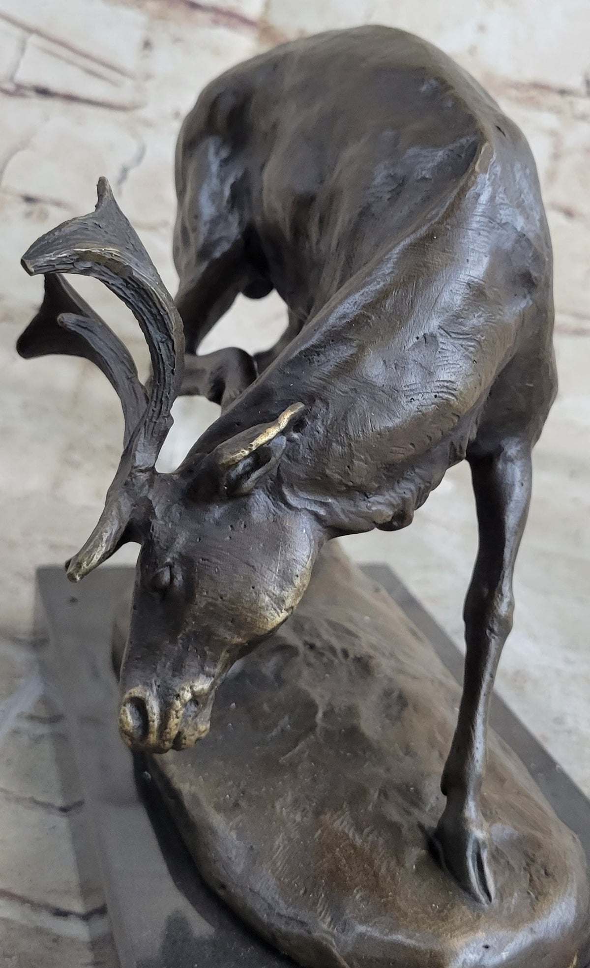 Buck Deer Elk Stag Wildlife Art Cabin Lodge Sportsman Art Bronze Marble Statue