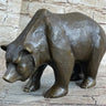 Bronze Sculpture Black Grizzly Bear Mother Cubs Animal Figurine Hand Made Statue