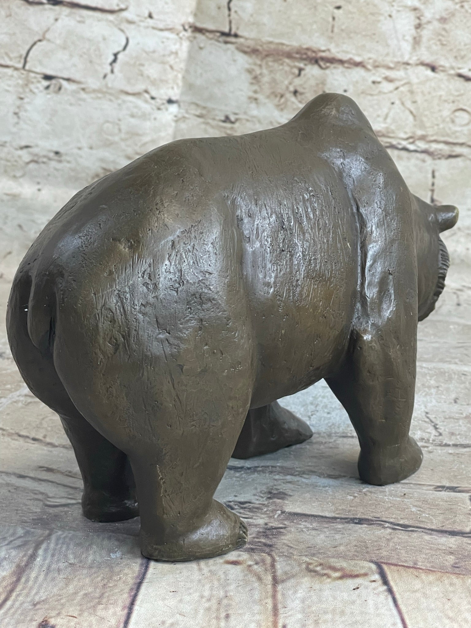 Bronze Sculpture Black Grizzly Bear Mother Cubs Animal Figurine Hand Made Statue