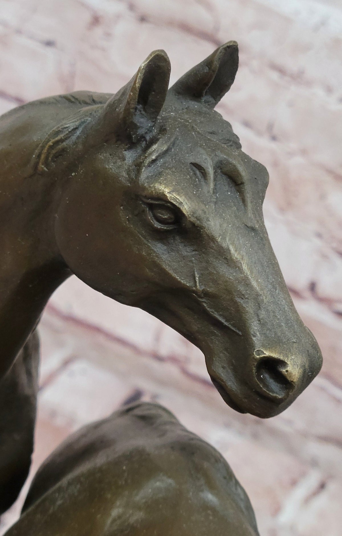 Necking Horses Equestrian Horse Lover Bronze Sculpture Statue Art Figure Marble Base