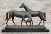 Necking Horses Equestrian Horse Lover Bronze Sculpture Statue Art Figure Marble Base