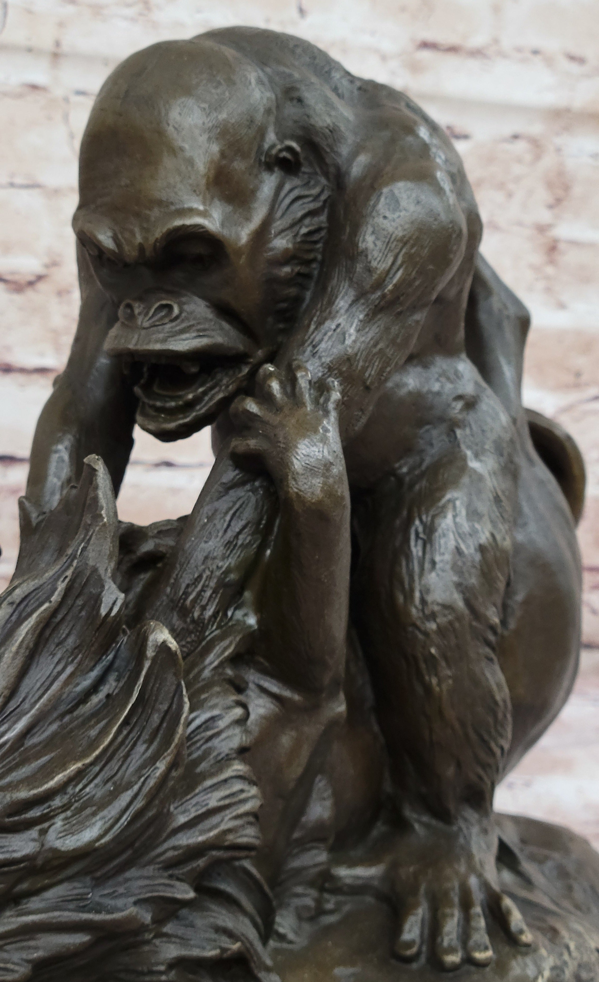 Bronze Sculpture Statue of a Gorilla vs. Lion by Clovis Edmon Masson
