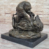Bronze Sculpture Statue of a Gorilla vs. Lion by Clovis Edmon Masson