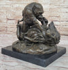 Bronze Sculpture Statue of a Gorilla vs. Lion by Clovis Edmon Masson