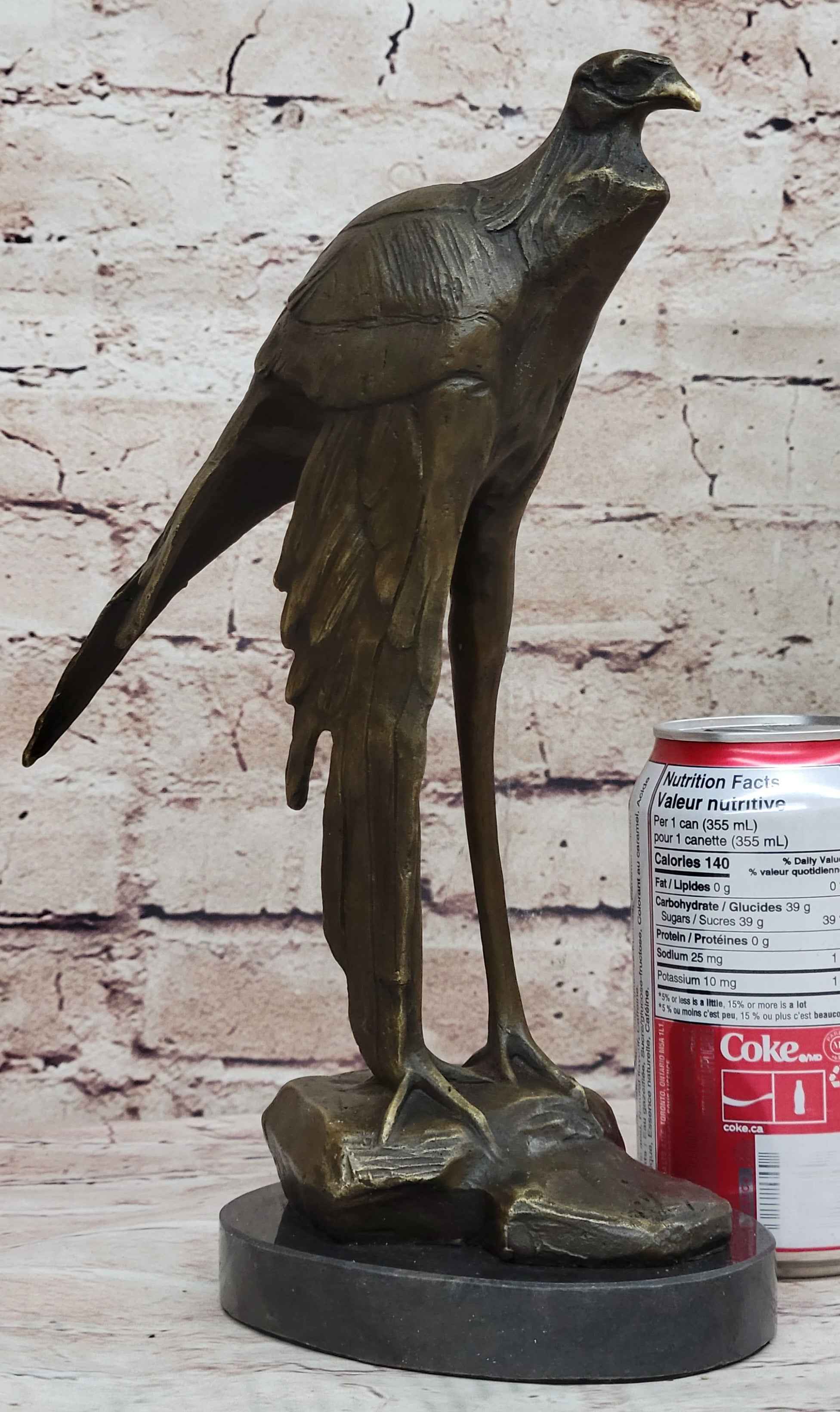 Bird of Prey Vulture Bronze Statue Sculpture Figure on Marble Base 10" x 9"